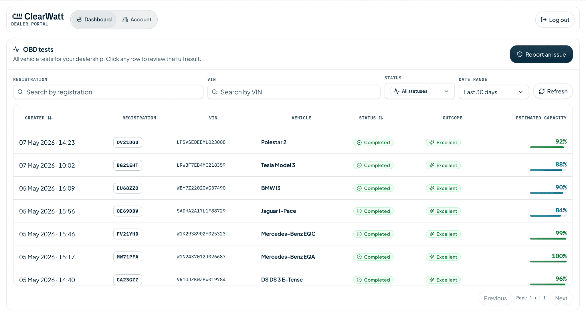 ClearWatt dealer portal